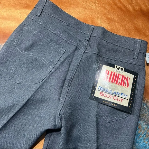 Vintage LEE Riders Gray Polyester Boot JEANS Deadstock USA Made Size 33x34 NOS